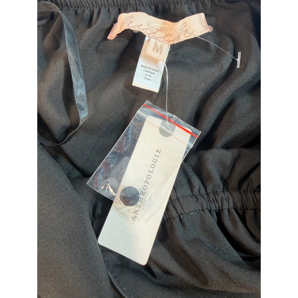 Hutch Anthropologie Black Halter Romper Satin Elastic Waist Size M New - Picture 5 of 6